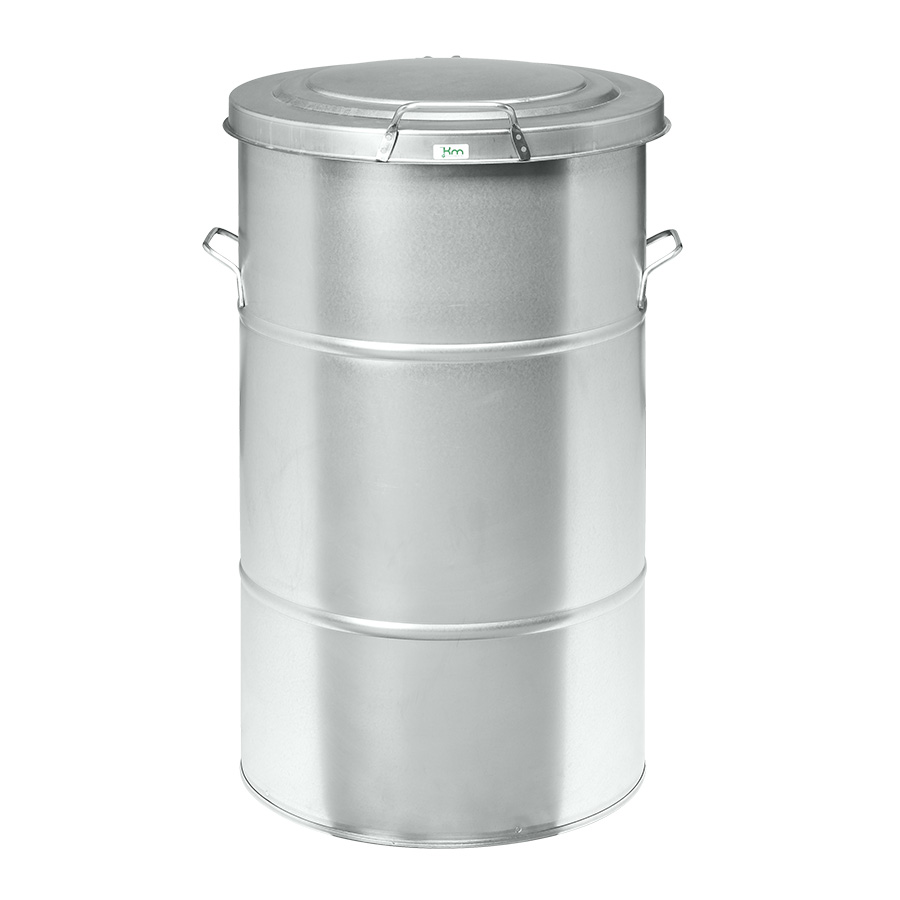 [048092] Basurera de metal de 160 lts de capacidad con tapa - Dim.: Ø550x780h mm - Galvanizado