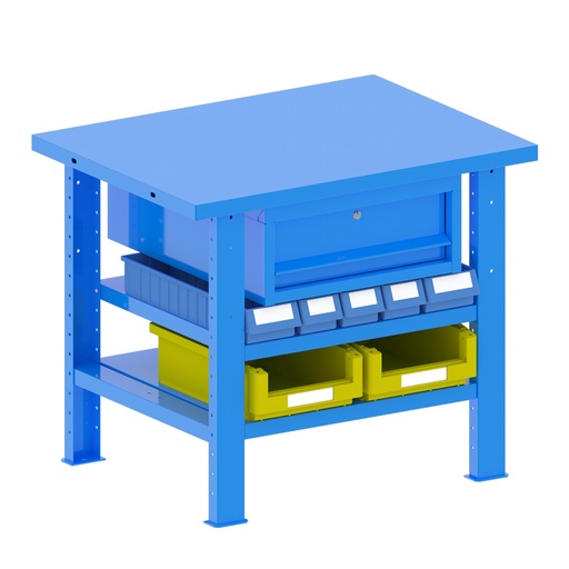 [048172] Banco de trabajo desmontable con encimera de acero - Dim.: 1000x750x840h mm - Azul ral 5012