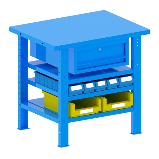 [048192] Banco de trabajo desmontable con encimera de acero - Dim.: 1000x750x940h mm - Azul ral 5012