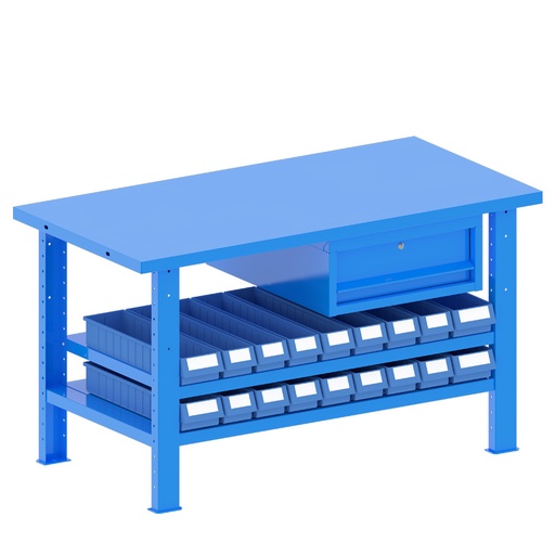[048213] Banco de trabajo desmontable con encimera de acero - Dim.: 1500x750x840h mm - Azul ral 5012