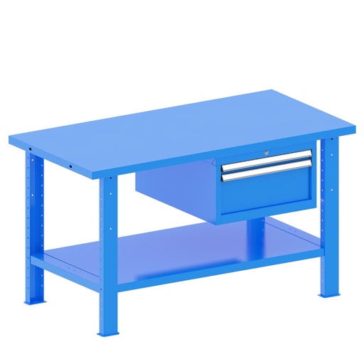[048218] Banco de trabajo desmontable con encimera de acero - Dim.: 1500x750x840h mm - Azul ral 5012