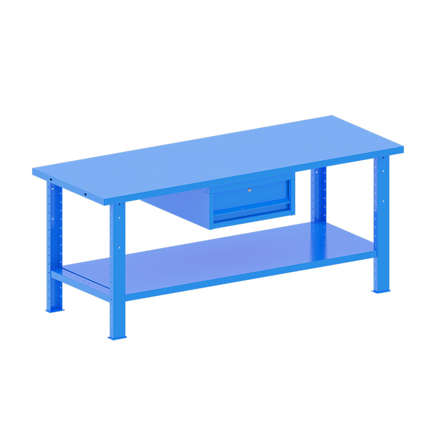 [048254] Banco de trabajo desmontable con encimera de acero - Dim.: 2000x750x840h mm - Azul ral 5012