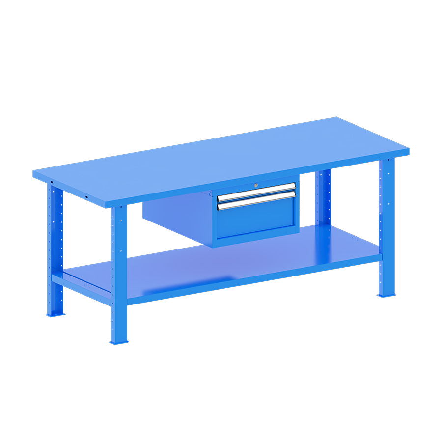 [048260] Banco de trabajo desmontable con encimera de acero - Dim.: 2000x750x840h mm - Azul ral 5012