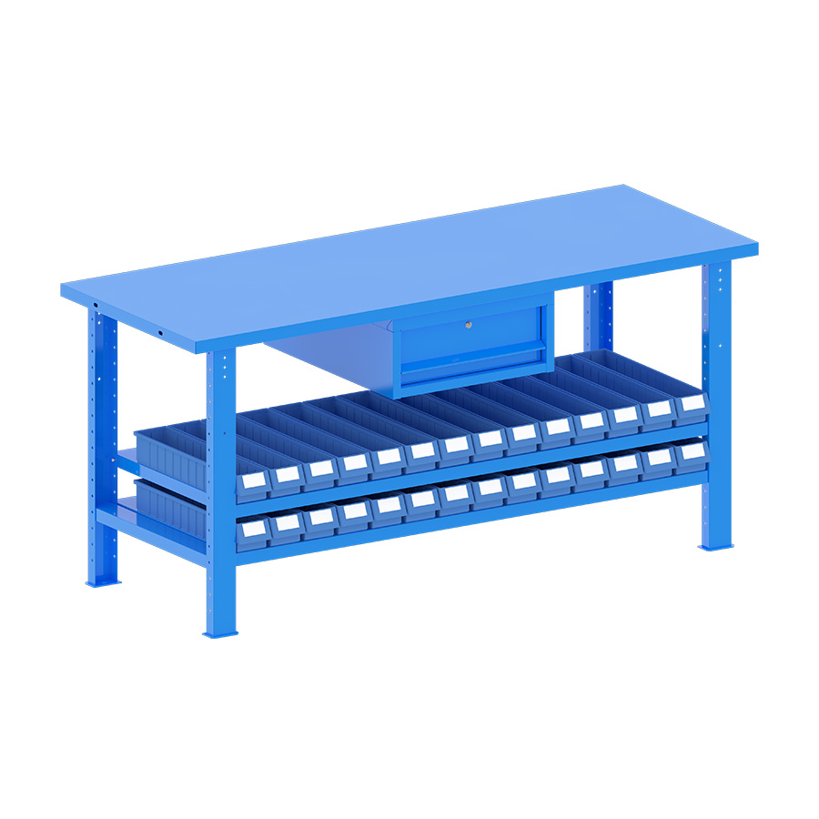 [048276] Banco de trabajo desmontable con encimera de acero - Dim.: 2000x750x940h mm - Azul ral 5012