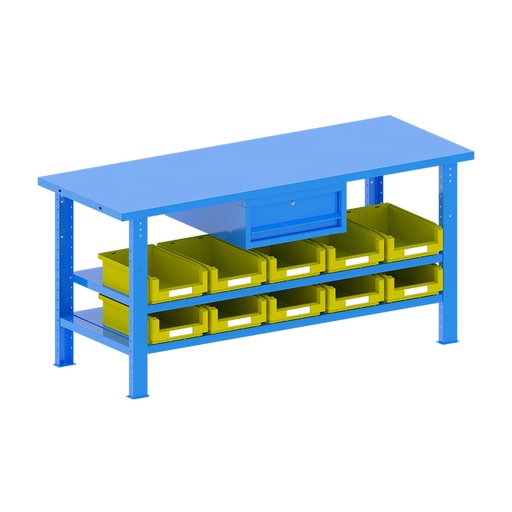 [048278] Banco de trabajo desmontable con encimera de acero - Dim.: 2000x750x940h mm - Azul ral 5012