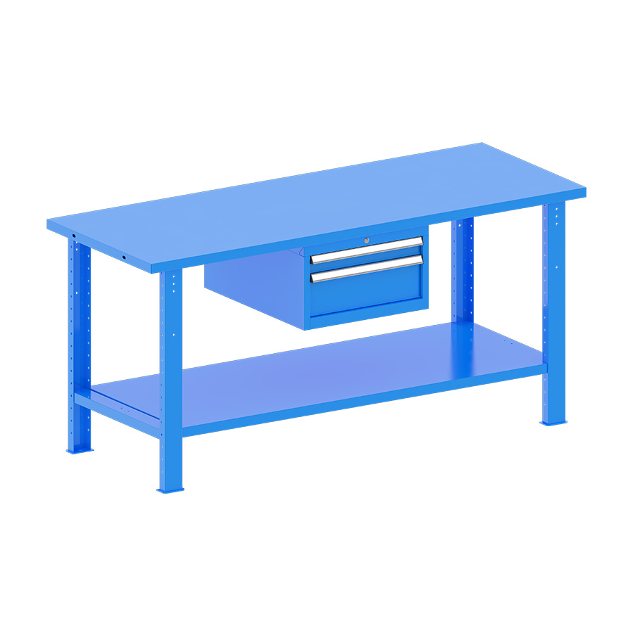 [048282] Banco de trabajo desmontable con encimera de acero - Dim.: 2000x750x940h mm - Azul ral 5012