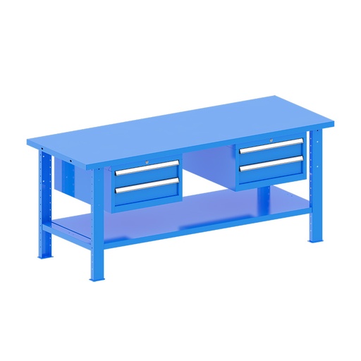 [048285] Banco de trabajo desmontable con encimera de acero - Dim.: 2000x750x840h mm - Azul ral 5012