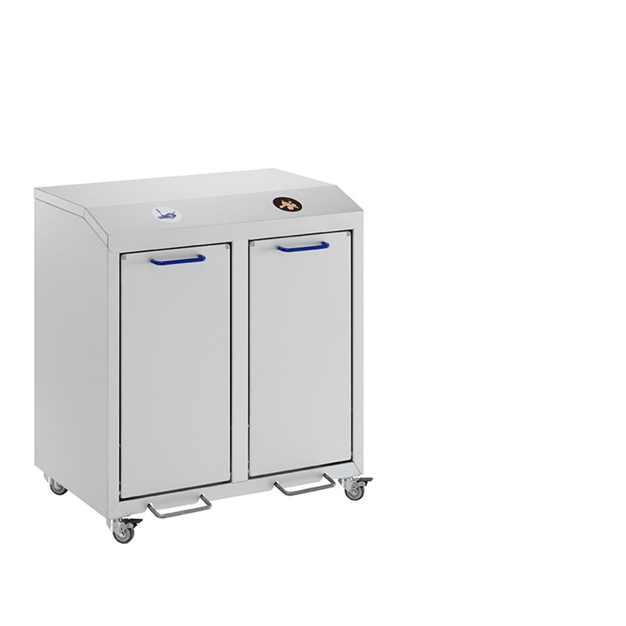 [048400] Basurera móvil para la recogida selectiva de residuos  - Dim.: 720x490x800h mm - Aluminio