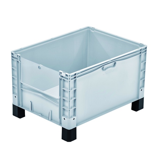 [048593] Contenedor plástico Basicline Plus con ventana, tapa y pies - Dim.: 800x600x520h mm - Gris