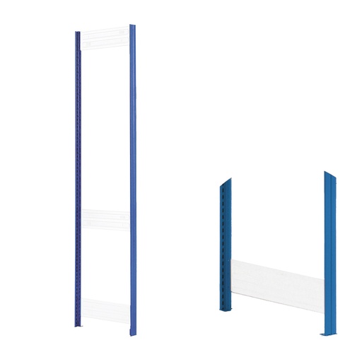 [048613] Par de puntales con placas base para estantería industrial - Dim.: 50x34x2000h mm - Azul ral 5010