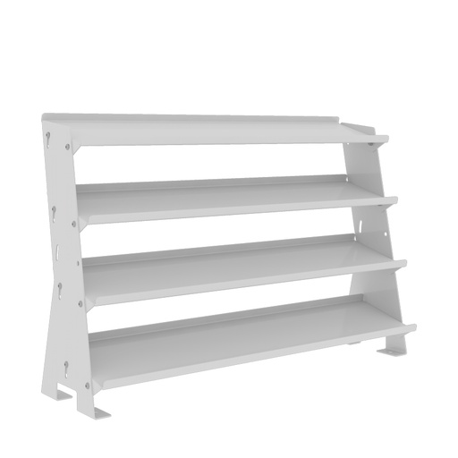 [048927] Expositor metálico para contenedores con 4 estantes inclinados - Dim.: 640x220x420h mm - Gris ral 7035