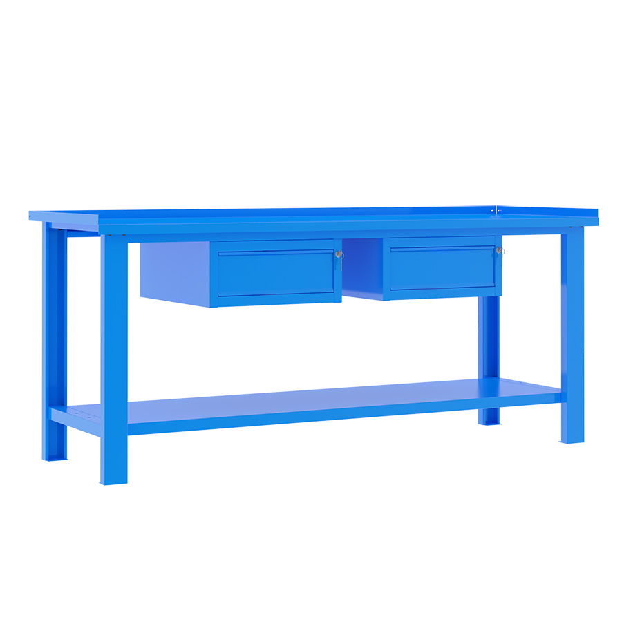 [049355] Banco de trabajo desmontable con encimera de acero - Dim.: 2000x700x877h mm - Azul ral 5015