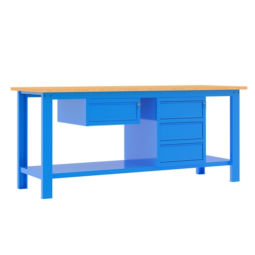 [049356] Banco de trabajo desmontable con encimera de madera de haya - Dim.: 2000x700x890h mm - Azul ral 5015