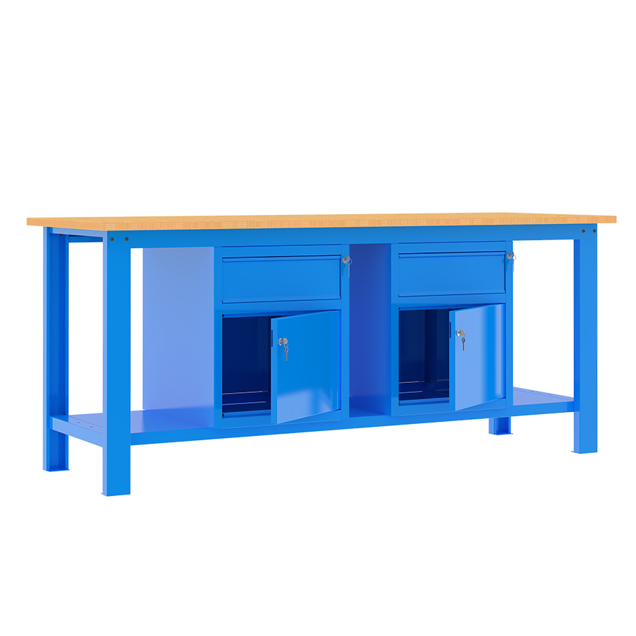 [049362] Banco de trabajo desmontable con encimera de madera de haya - Dim.: 2000x700x890h mm - Azul ral 5015
