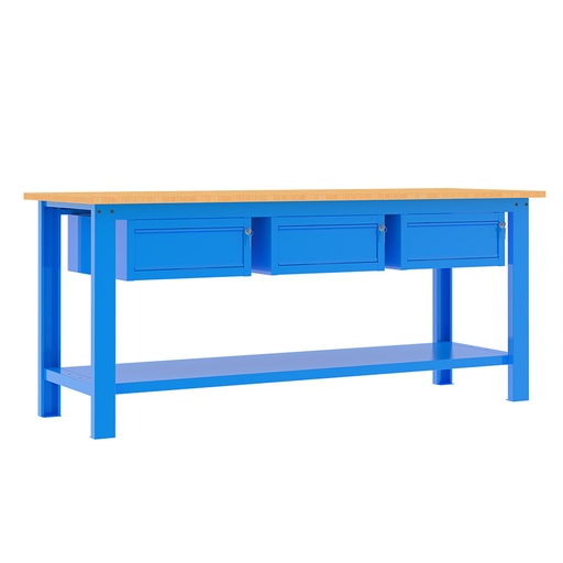 [049364] Banco de trabajo desmontable con encimera de madera de haya - Dim.: 2000x700x890h mm - Azul ral 5015