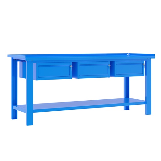 [049365] Banco de trabajo desmontable con encimera de acero - Dim.: 2000x700x877h mm - Azul ral 5015