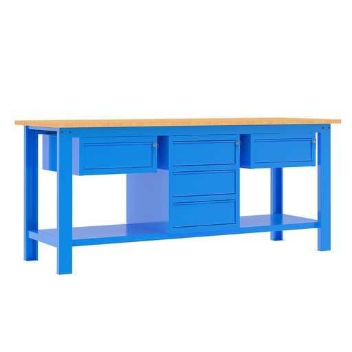 [049366] Banco de trabajo desmontable con encimera de madera de haya - Dim.: 2000x700x890h mm - Azul ral 5015