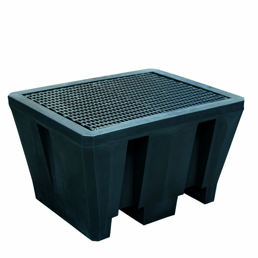 [049424] Cubeto de retención de plástico con rejilla plástica - Cap.: 225 lts. - Dim.: 925x755x555h mm - Negro