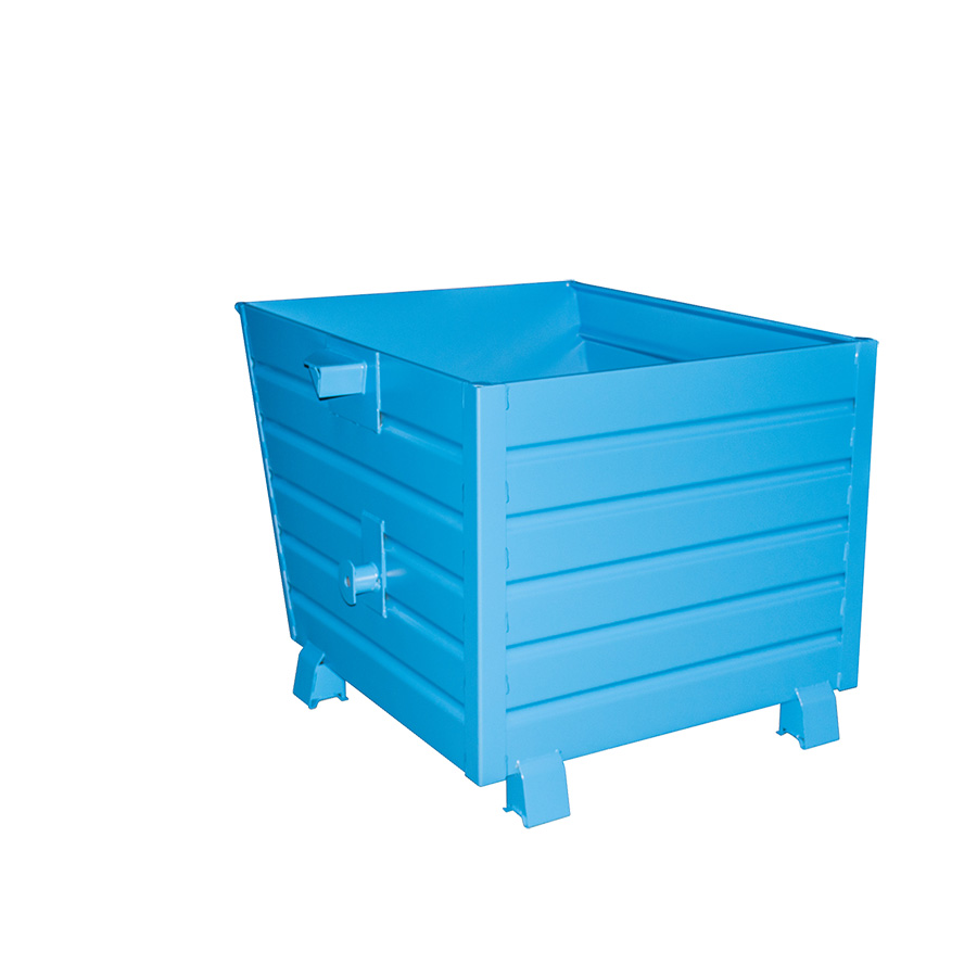 [049675] Contenedor metálico apilable y basculante mediante implante - Cap. 0,9 m³ - Dim.: 1200x1000x900 mm - Azul ral 5012
