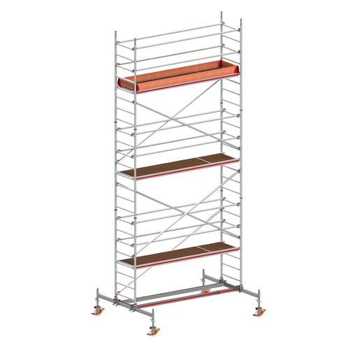 [049830] Andamio móvil con traviesas de apoyo y 1 plataforma de trabajo - Dim.: 3048x2100x6820h mm - Aluminio