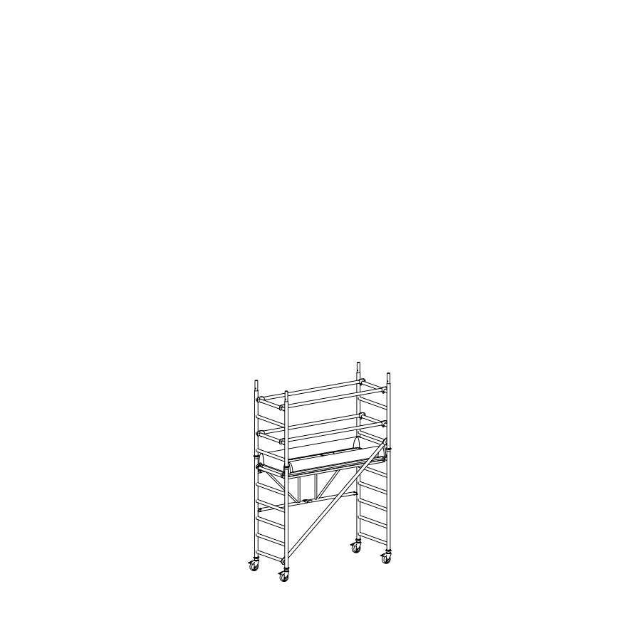 [049878] Andamio de aluminio plegable sin estabilizadores y con 1 plataforma - Dim.: 1985x735x2800h mm - Aluminio