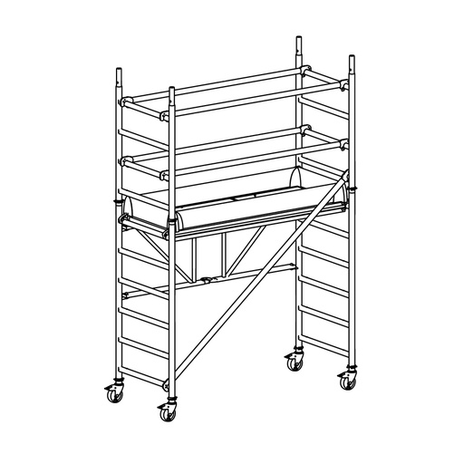 [049878] Andamio de aluminio plegable sin estabilizadores y con 1 plataforma - Dim.: 1985x735x2800h mm - Aluminio