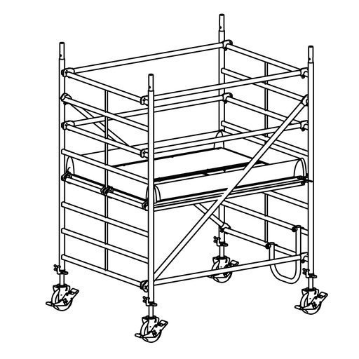 [049885] Andamio móvil modular con 1 plataforma - Dim.: 1985x1385x2640h mm - Aluminio