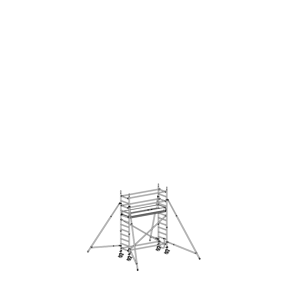 [049911] Andamio móvil de calidad profesional con 1 plataforma - Dim.: 2535x735x3640h mm - Aluminio