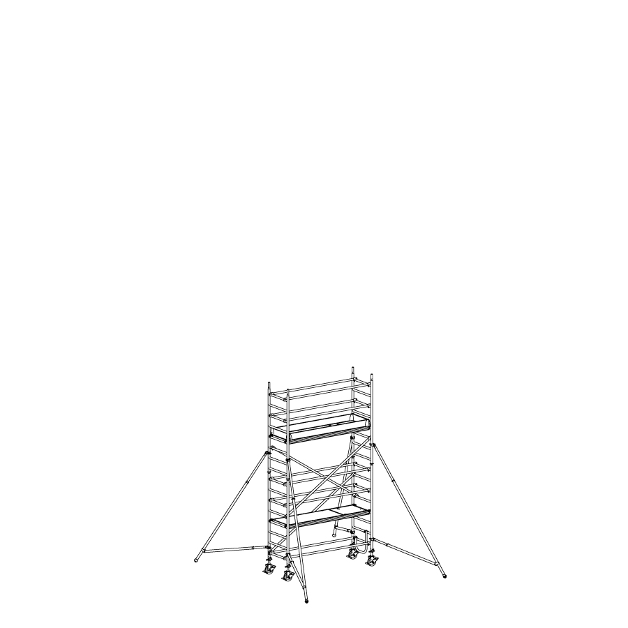 [049912] Andamio móvil de calidad profesional con 2 plataformas - Dim.: 2535x735x4640h mm - Aluminio