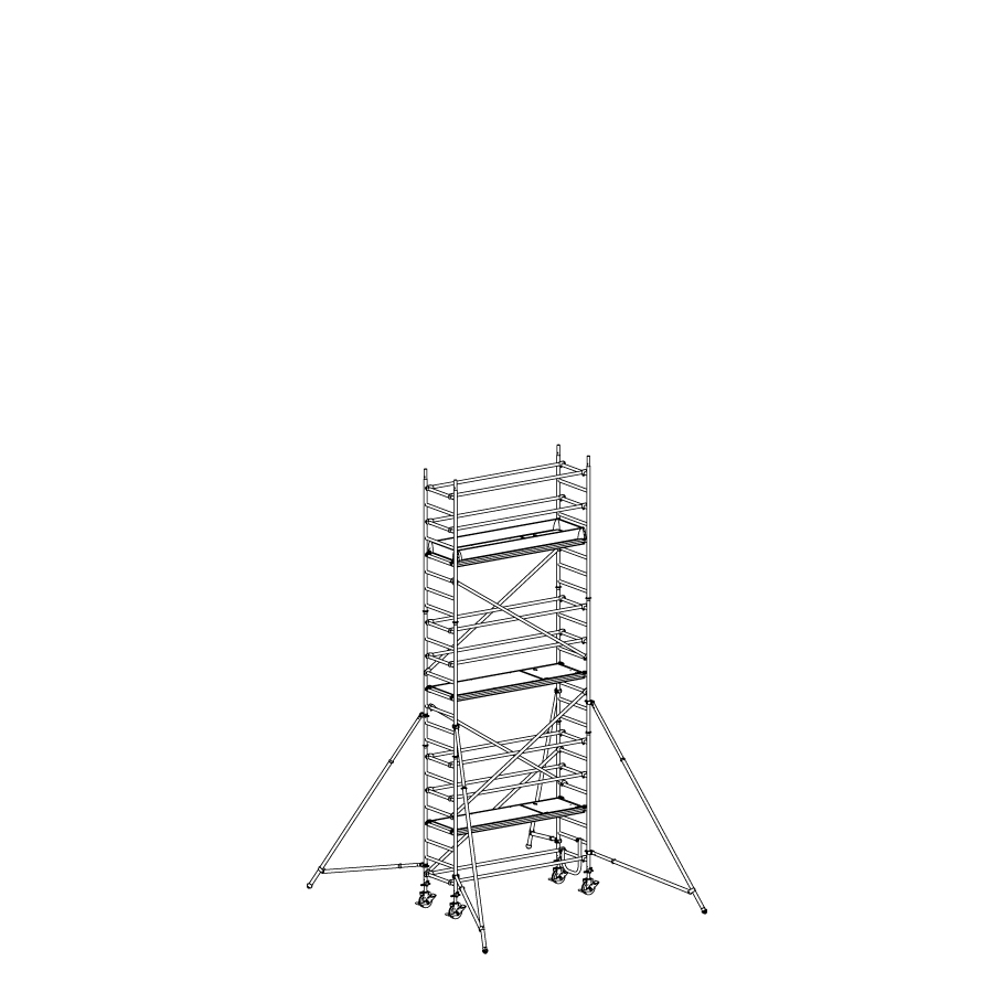 [049914] Andamio móvil de calidad profesional con 3 plataformas - Dim.: 2535x735x6640h mm - Aluminio