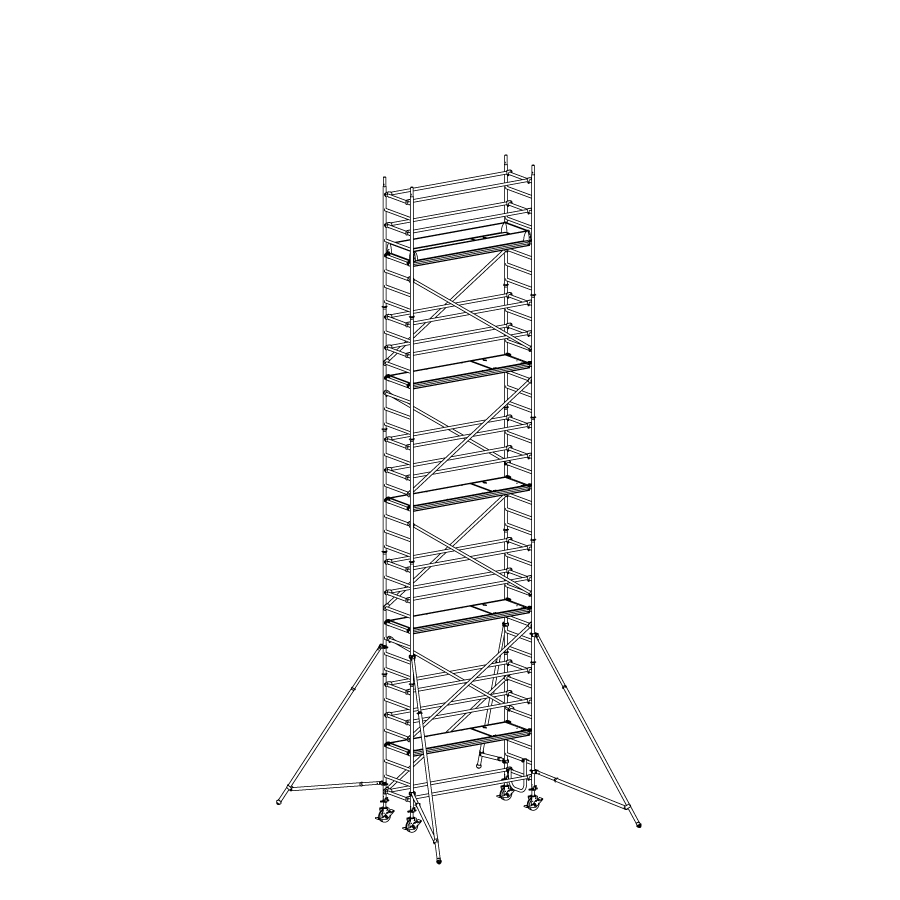 [049918] Andamio móvil de calidad profesional con 5 plataformas - Dim.: 2535x735x10640h mm - Aluminio