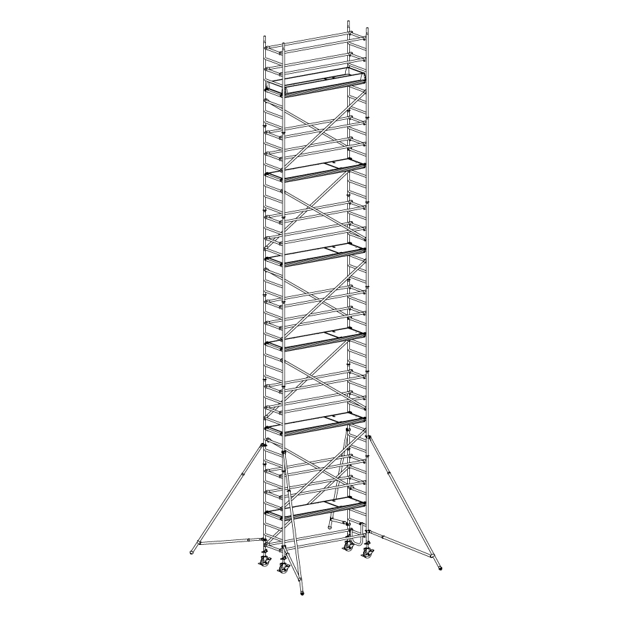 [049920] Andamio móvil de calidad profesional con 6 plataformas - Dim.: 2535x735x12640h mm - Aluminio