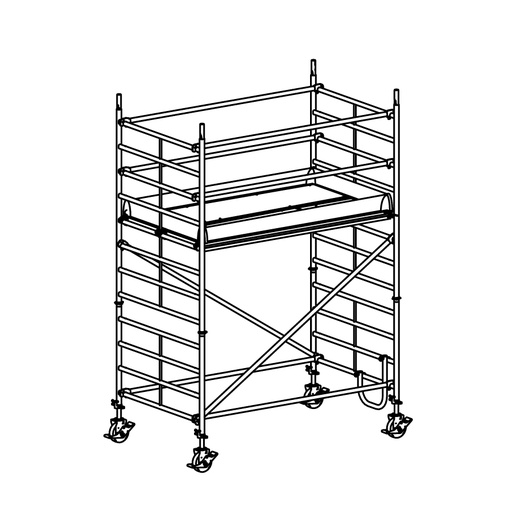 [049923] Andamio móvil modular con 1 plataforma - Dim.: 2548x1385x3640h mm - Aluminio