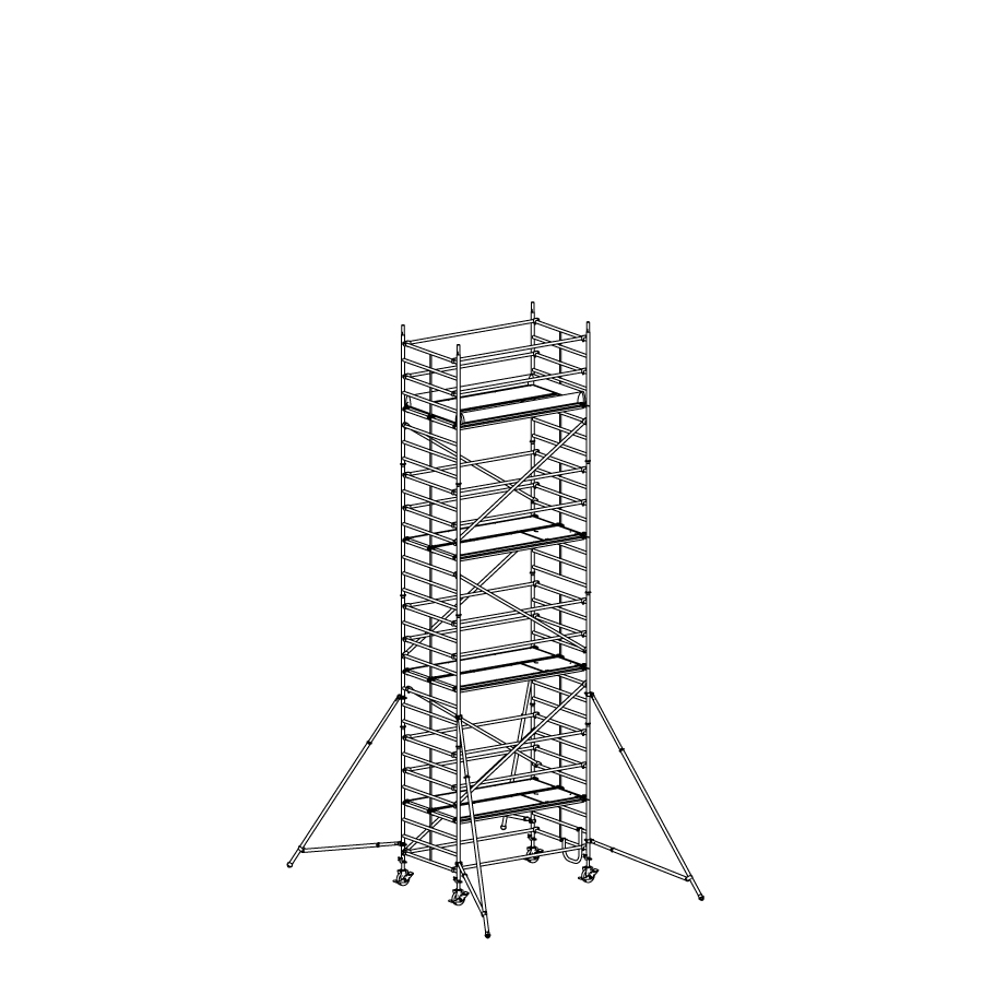 [049928] Andamio móvil modular con estabilizadores y 4 plataformas - Dim.: 2548x1385x3640h mm - Aluminio