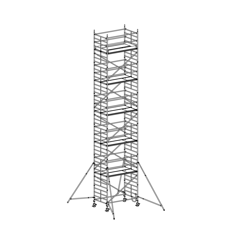 [049931] Andamio móvil modular con estabilizadores y 5 plataformas - Dim.: 2548x1385x3640h mm - Aluminio