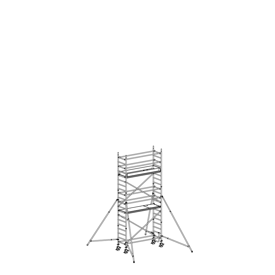 [049936] Andamio móvil modular con estabilizadores y 2 plataformas - Dim.: 3048x748x5640h mm - Aluminio