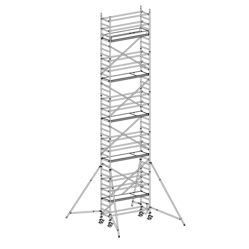 [049941] Andamio móvil modular con estabilizadores y 5 plataformas - Dim.: 3048x748x10640h mm - Aluminio