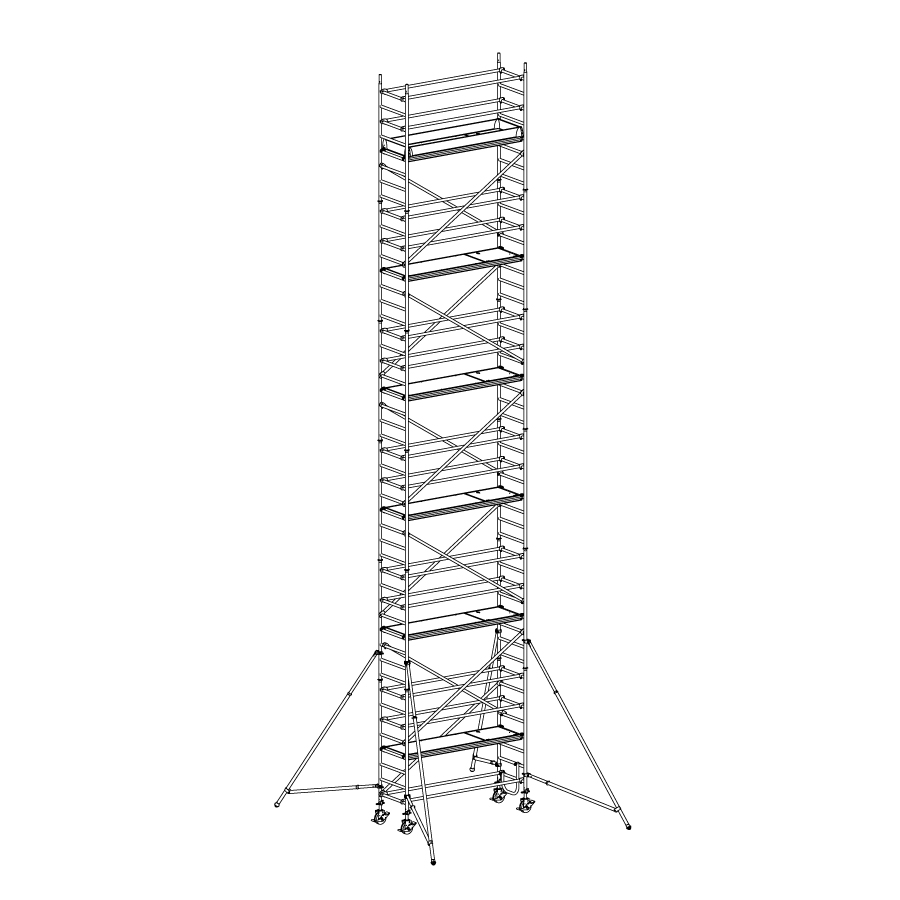 [049943] Andamio móvil modular con estabilizadores y 6 plataformas - Dim.: 3048x748x12640h mm - Aluminio