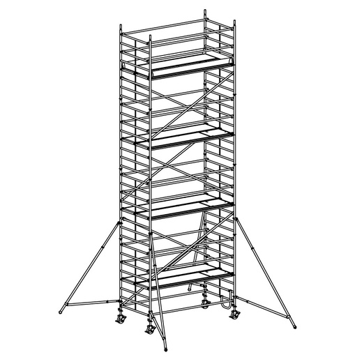 [049950] Andamio móvil modular con estabilizadores y 4 plataformas - Dim.: 3048x1398x8640h mm - Aluminio
