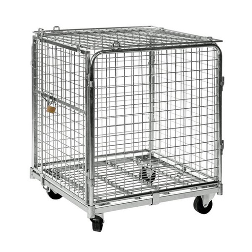 [049990] Roll contenedor de varilla cincada con 3 lados y 1 puerta abatible - Dim.: 720x830x1010h mm - Acero cincado