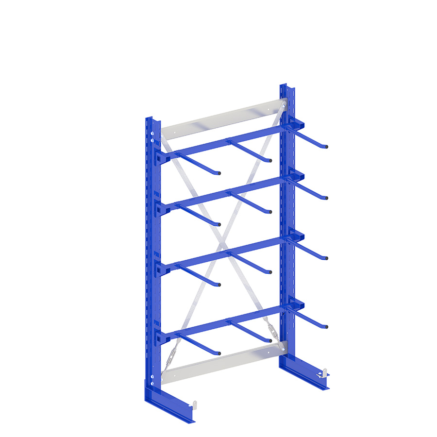 [050315] Estantería inicial tipo cantilever para bobinas con 12 ménsulas - Dim.: 1115x500x1980h mm - Azul ral 5010