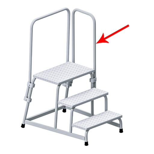 [050325] Pasamanos lateral de aluminio para pedestal de 2 y 3 peldaños - Dim. 600h mm - Aluminio