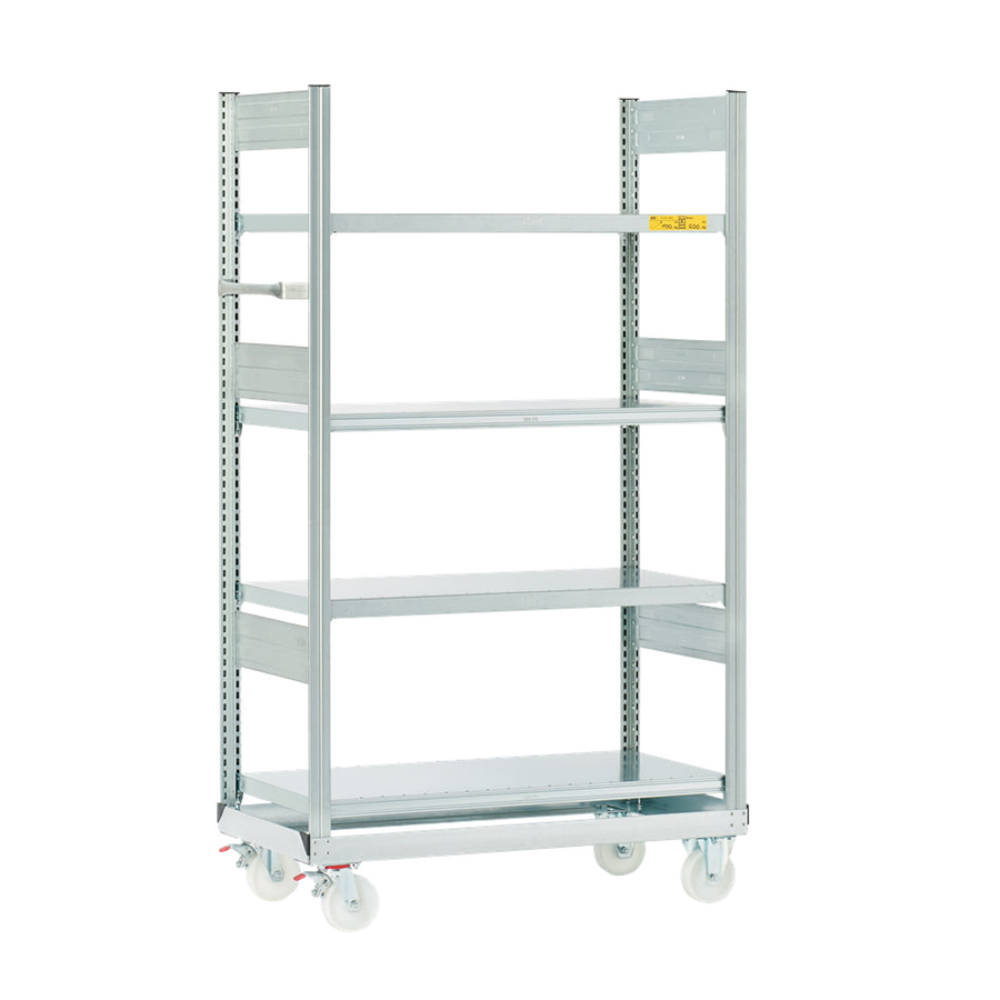 [050634] Estantería industrial móvil con 4 estantes planos de carga 100 kg - Dim.: 1064x833x1815h mm - Galvanizado