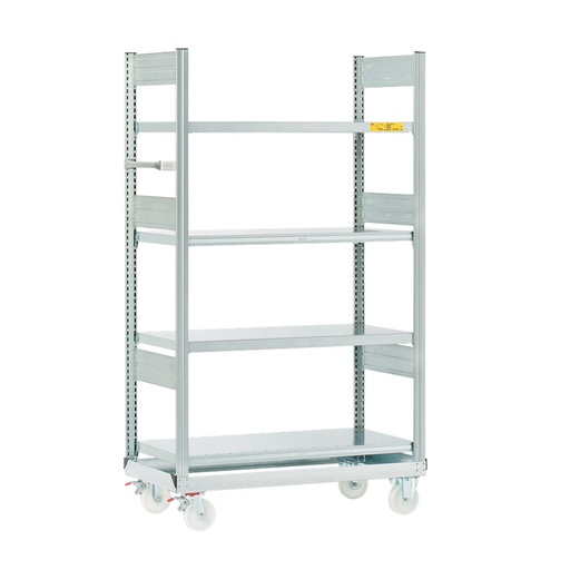 [050637] Estantería industrial móvil con 4 estantes planos de carga 100 kg - Dim.: 1364x833x1815h mm - Galvanizado