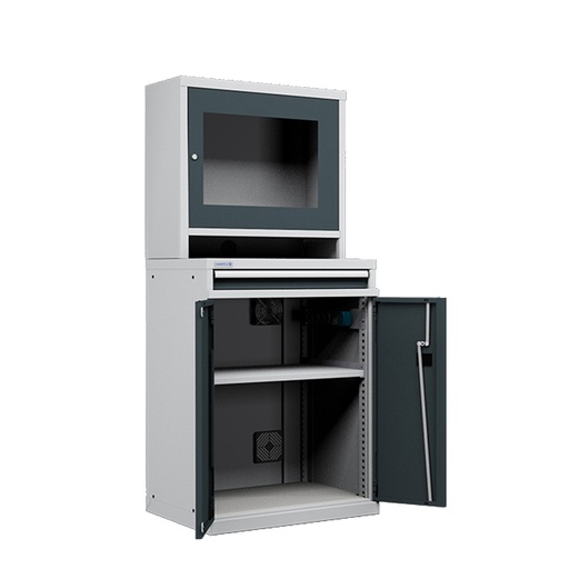 [050655] Armario para protección de ordenadores para pantalla plana - Dim.: 717x595x1625h mm - Gris ral 7035 y gris ral 7016
