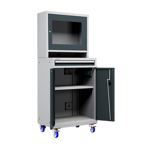 [050661] Armario para protección de ordenadores para pantalla plana - Dim.: 717x595x1762h mm - Gris ral 7035 y gris ral 7016