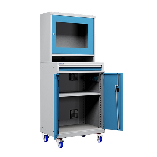[050663] Armario para protección de ordenadores para pantalla plana - Dim.: 717x595x1762h mm - Gris ral 7035 y azul ral 5012