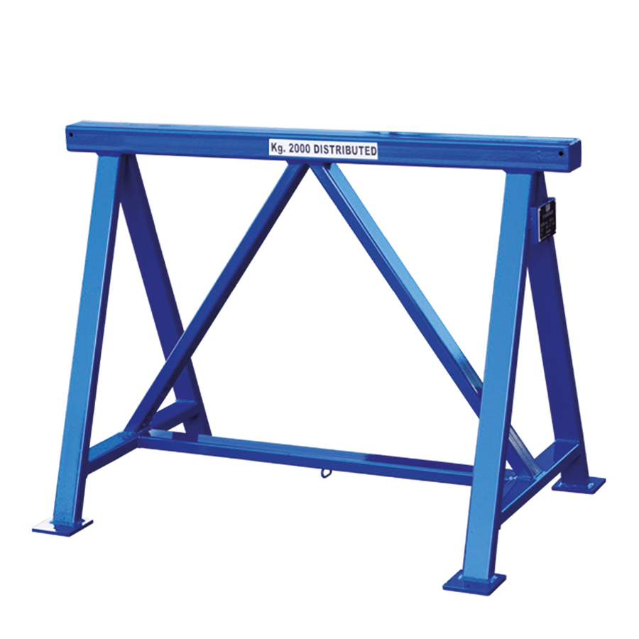 [050738] Caballete metálico fijo con superficie de apoyo metálica - Dim.: 1500x750x850h mm - Azul ral 5010