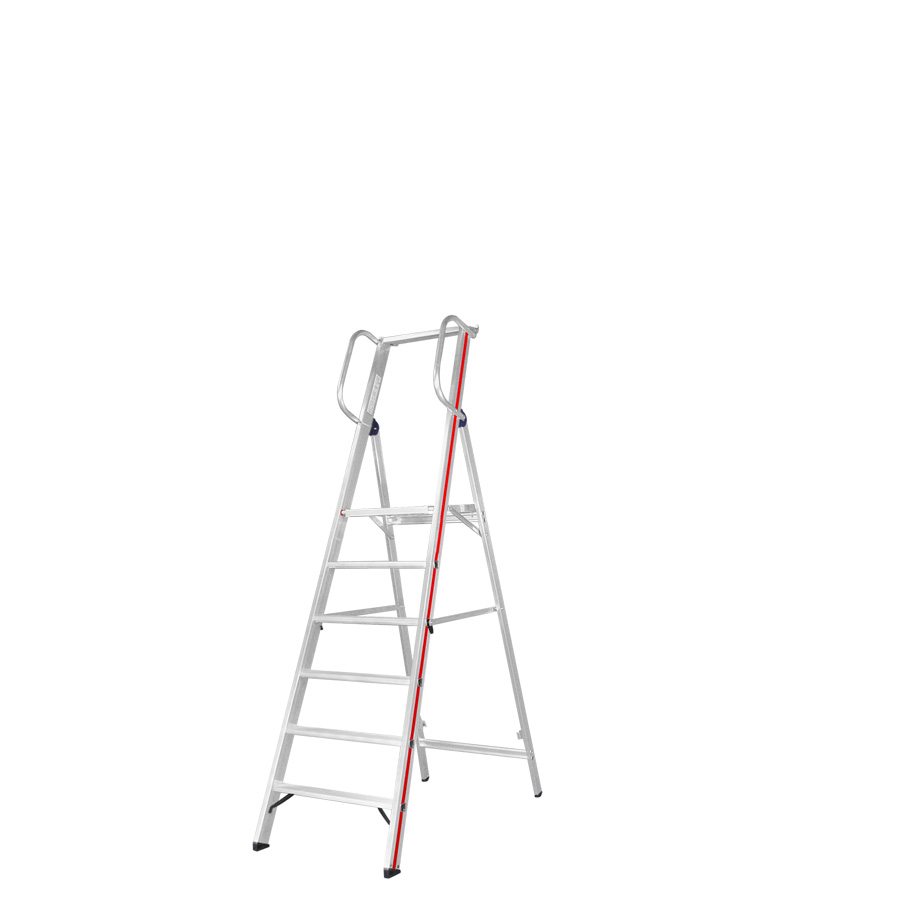 [001100] Escalera de mano plegable con 6 escalones y plataforma - Dim.: 2450x700x2200h mm - Aluminio