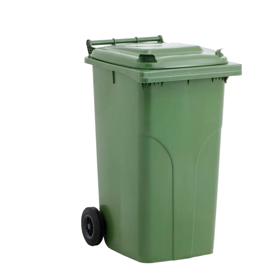 [006502] Basurera plástica para la recogida de residuos sólidos de 240 litros - Dim.: 705x580x1050h mm - polietileno verde